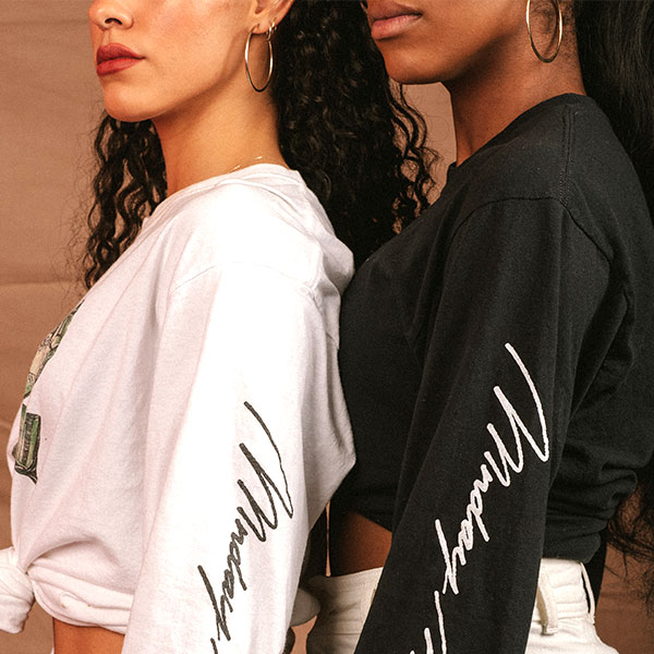 Woman wearing black and white shirts